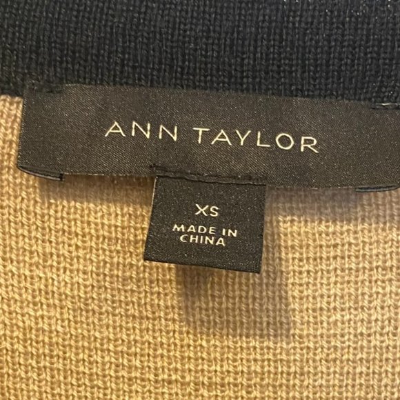 Ann Taylor Contrast Trim Longline Cardigan Black Tan Size XS - Picture 5 of 11